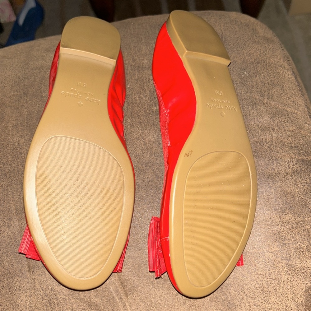 New Kate Spade ♠️ red Ballerina Flats with front bow - Picture 7 of 12